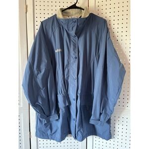Vintage Columbia Spring Fall Windbreaker Jacket Women's Lg Zip Snap Coat BLUE